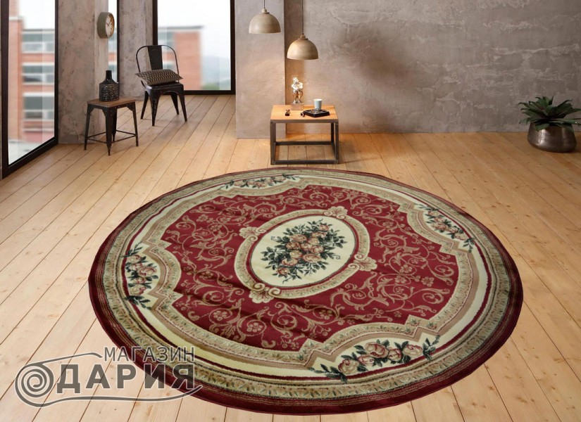 Тъкан персийски килим Blue stones 5261_red кръг